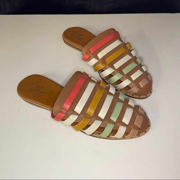 Crown Vintage Multi Color Slip On Sandals size 6.5 - Picture 8 of 8